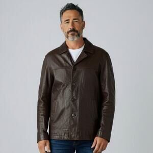 VTG Tanners Avenue Brown 5-Button Genuine Leather Lambskin Jacket Mens Size 2XL